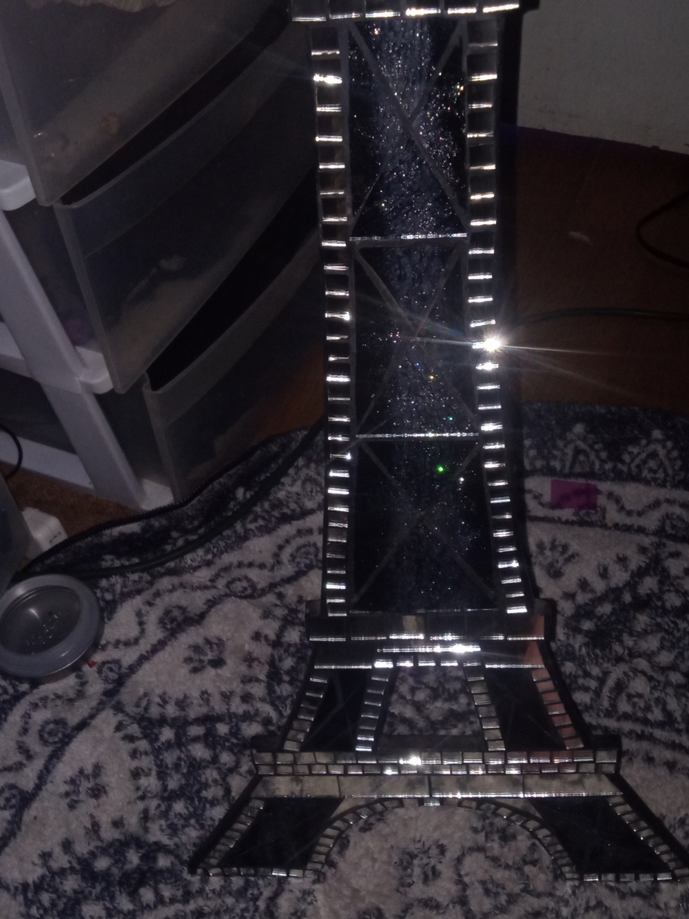 Mirrored Eiffel Tower Tabletop Accent - Silver and Black
